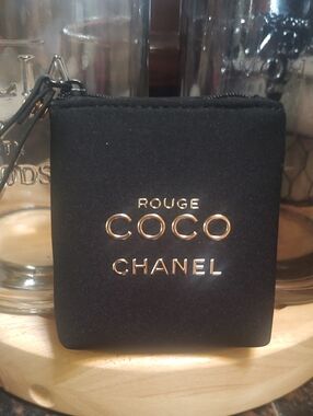 CHANEL Black Zip Card Pouch with Gold 'COCO' Logo